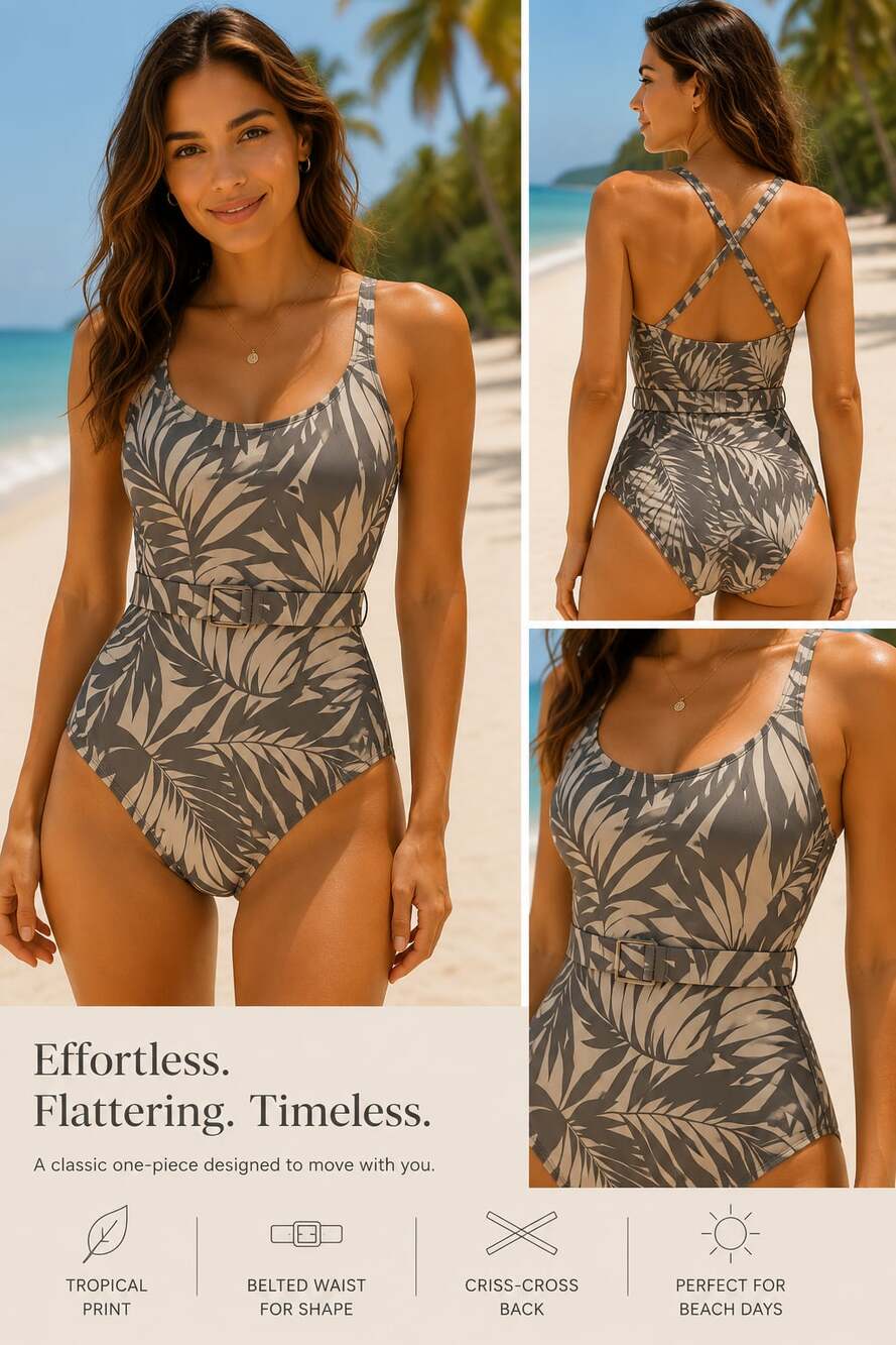 NWT Lands' End Belted Tropical One Piece Size Small